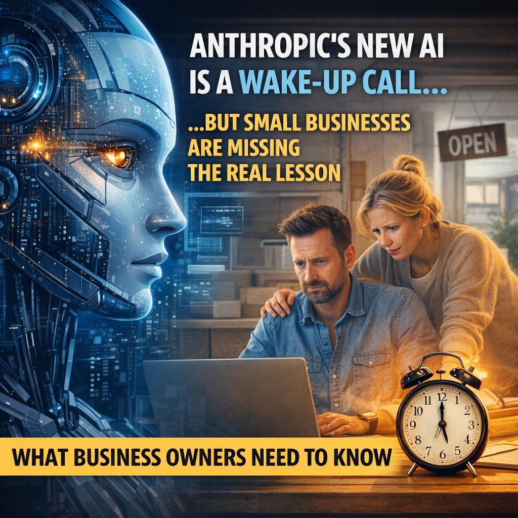 Conceptual cybersecurity image illustrating how new AI tools expose weak small business cybersecurity habits